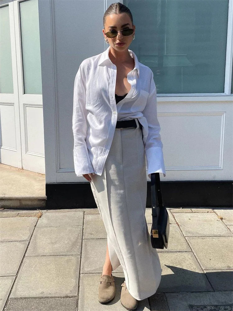 Slim Maxi Skirt Pleated Split Summer High Waist Skirt Outfits ’s Long Skirt