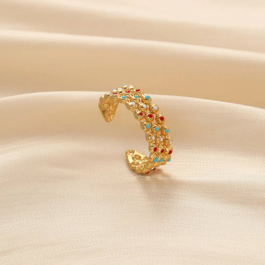 Colorful Beaded Cuff Ring