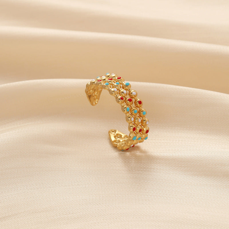 Colorful Beaded Cuff Ring
