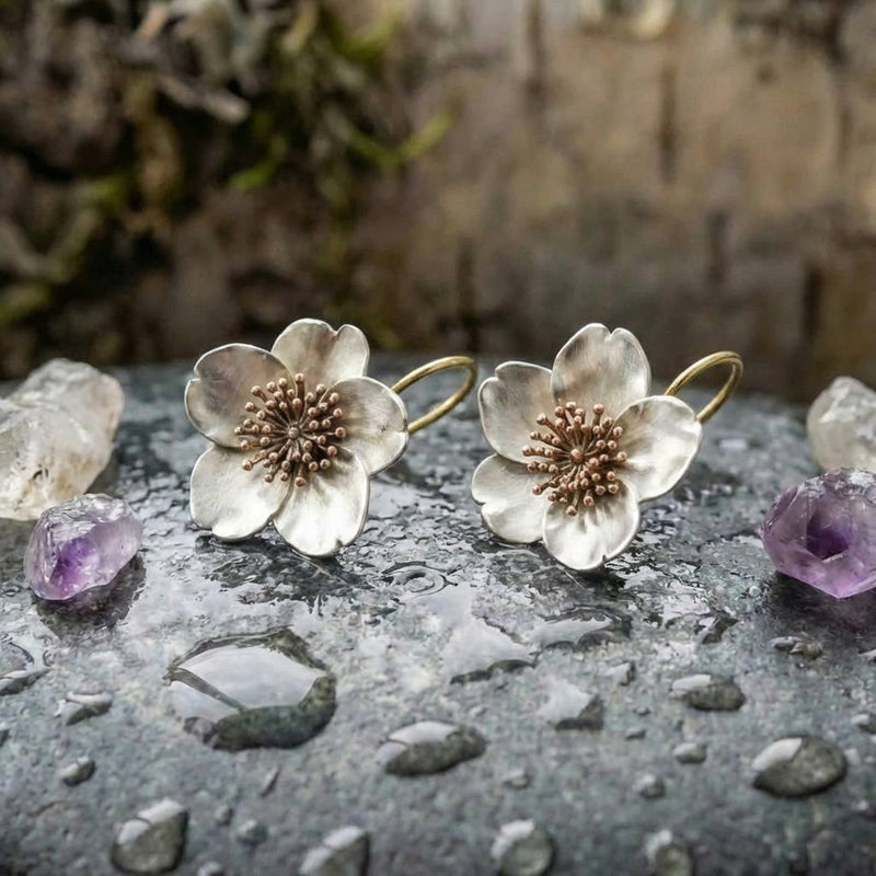 Vintage Silver & Gold Blossom Earrings
