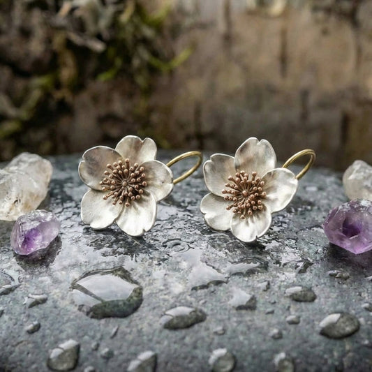 Vintage Silver & Gold Blossom Earrings