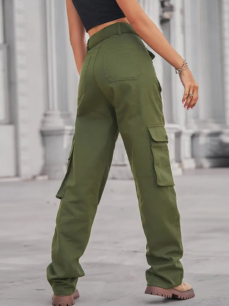 Washed Multi-pocket Denim Cargo Pants