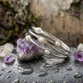 Vintage Layered Silver Pearl Bangle Bracelet