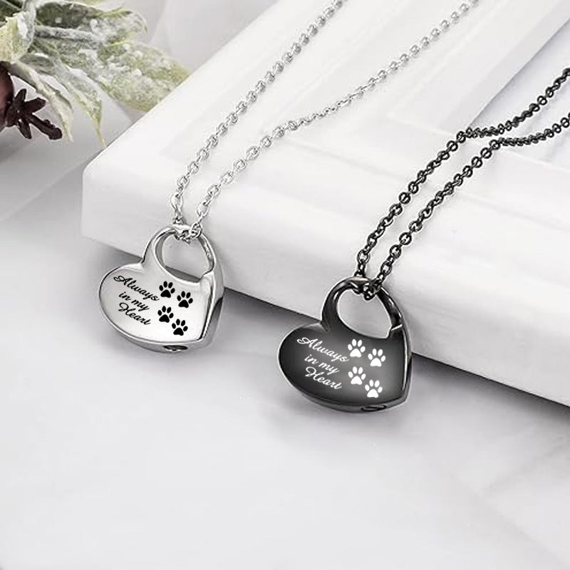 Engraved Paw Heart Necklace
