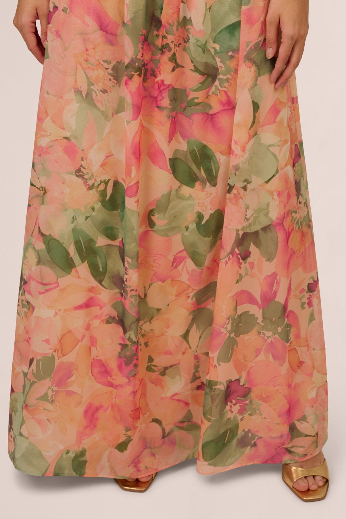 Angela Print Cap Sleeves Maxi Dress