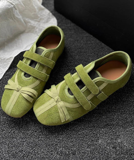 Versatile Splicing Soft Flat Shoes Green Suede