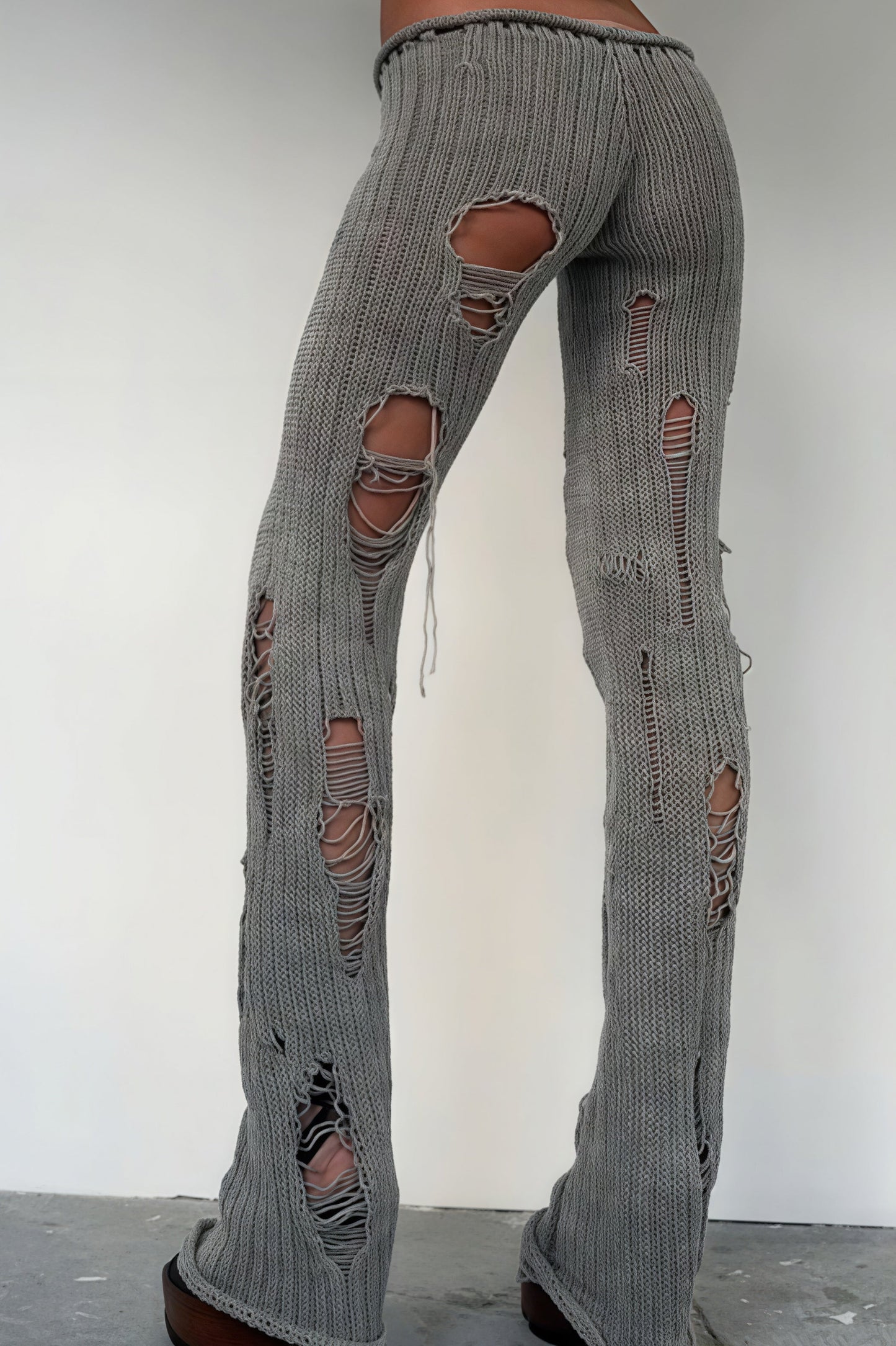 Cutout Distressed Slim Edgy Pants