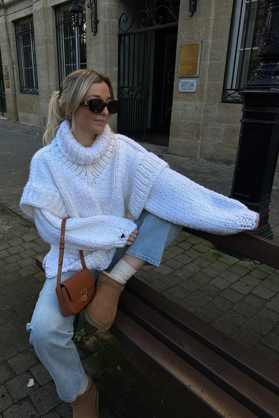 Patchwork Chunky Fluffy Turtleneck Sweater