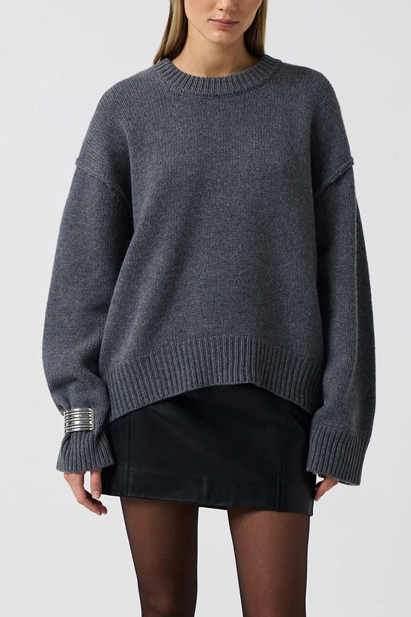 Round Neck Color Pullover Sweater