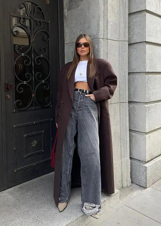 Oversized Double-breasted Wool-like Coat
