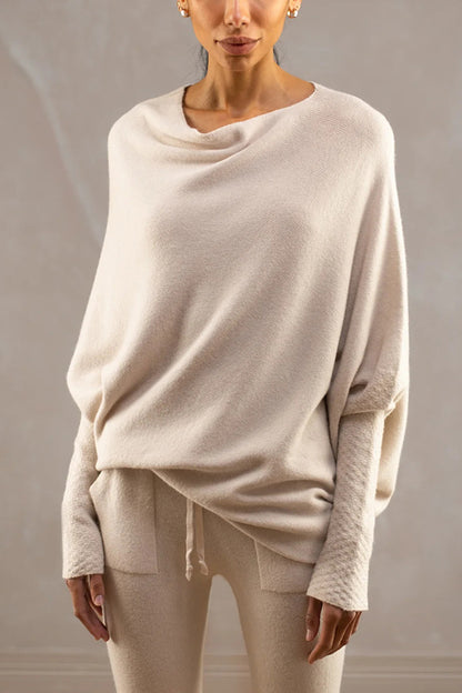 Color Round Neck Long Sleeve Loose Knitted Sweater