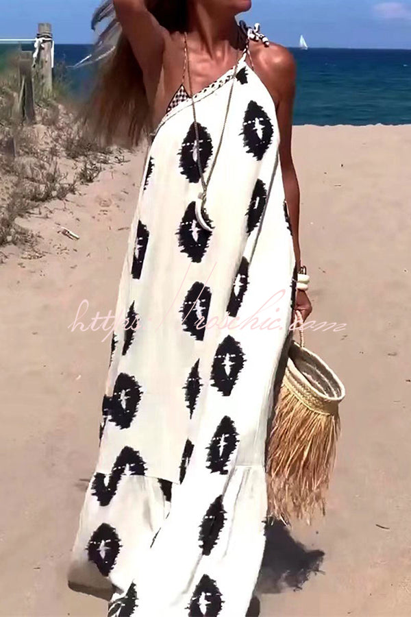 Plenty of Sunshine Print One Shoulder Loose Maxi Dress