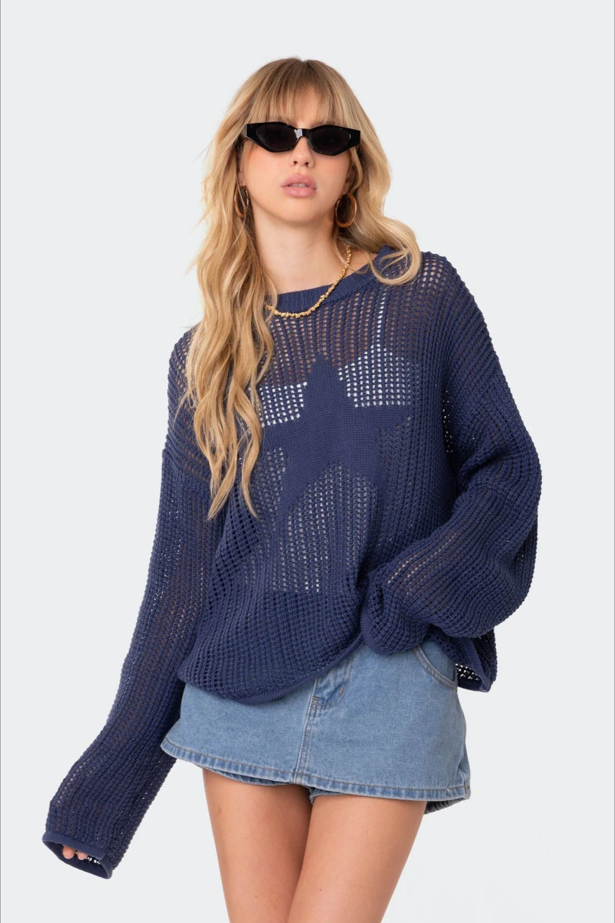 Hollow Knit Pullover Sweater