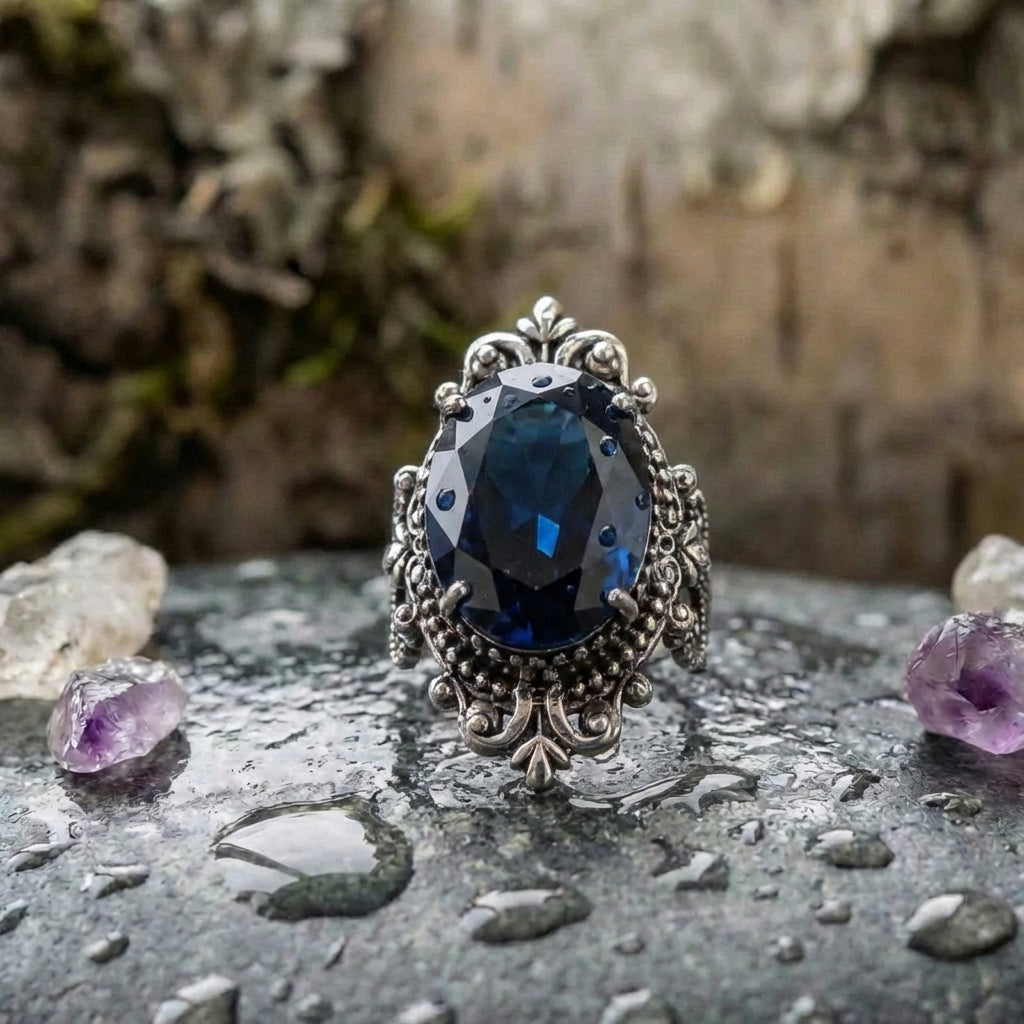 Vintage Dark Blue Stone Ring