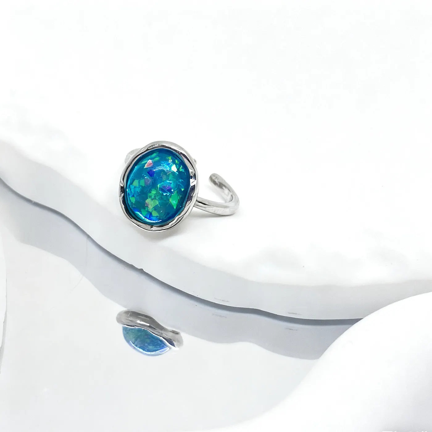 Elegant Blue Opal Ring