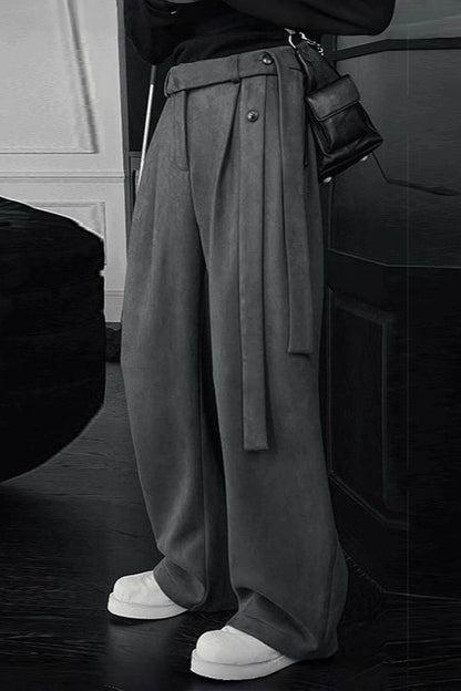 Relaxed Fluid Ribbon Curved Pants