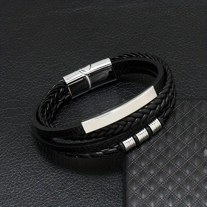 Luxurious Beaded Pu Bracelet Magnetic Buckle