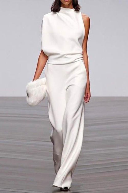 One Shoulder Wide Leg Jumpsuit