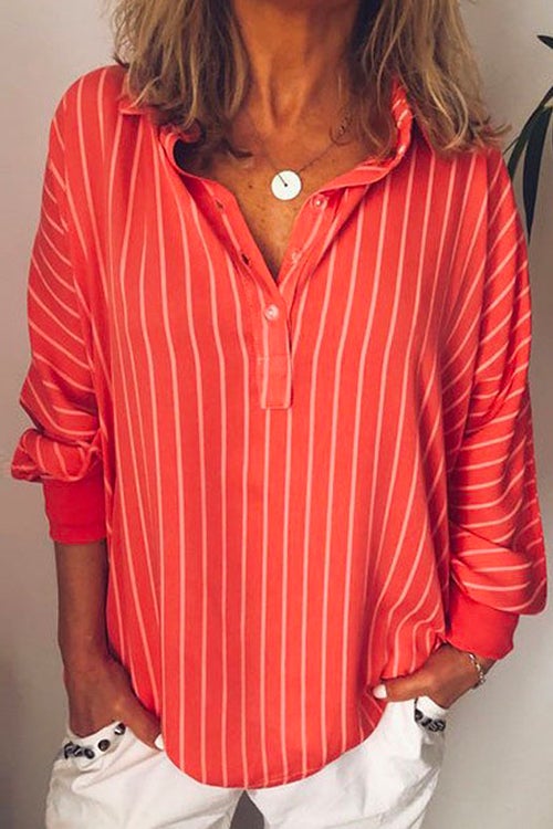 Joe V Neck Stripes Blouse Shirt