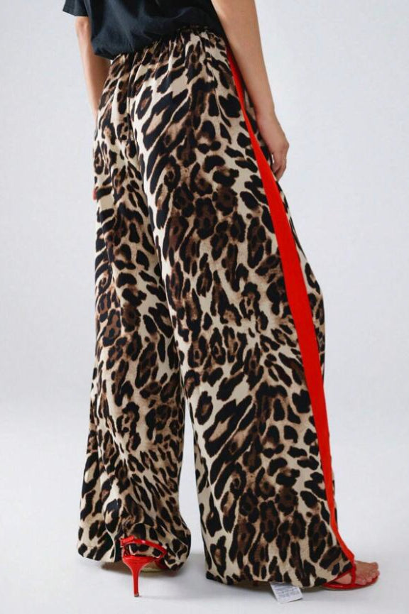 Leopard Print Relaxed Wide Leg Pants