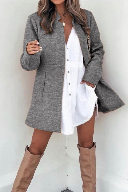 Brushed Wool Long Sleeve Coat