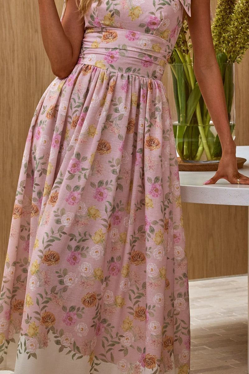 Dua Tied Shoulder Maxi Dress Peach