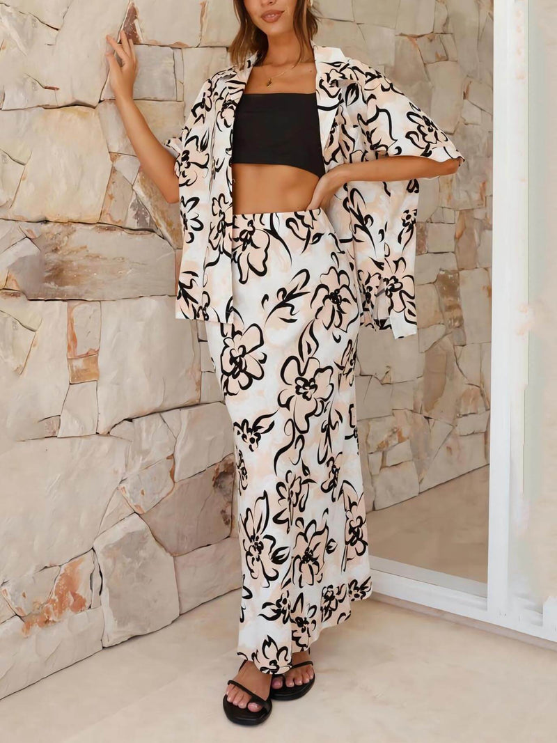 Botanical Print Loose Pants Set