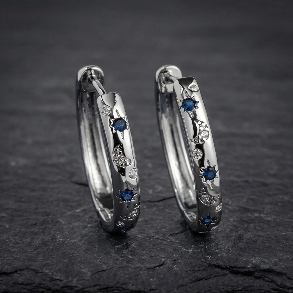 Celestial Sapphire Hoop Earrings