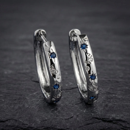 Celestial Sapphire Hoop Earrings