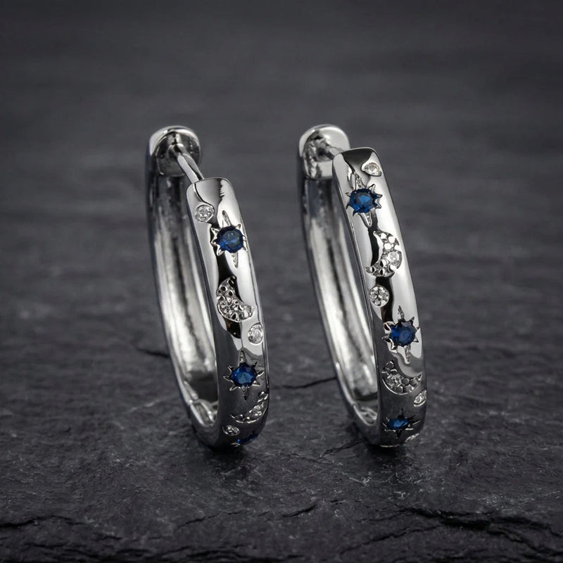 Celestial Sapphire Hoop Earrings
