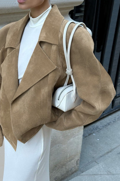 Suede Lad-style Notch-collar Coat