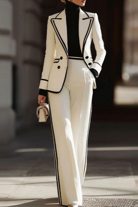 Structured Double Breasted Two Piece Blazer Pants Set