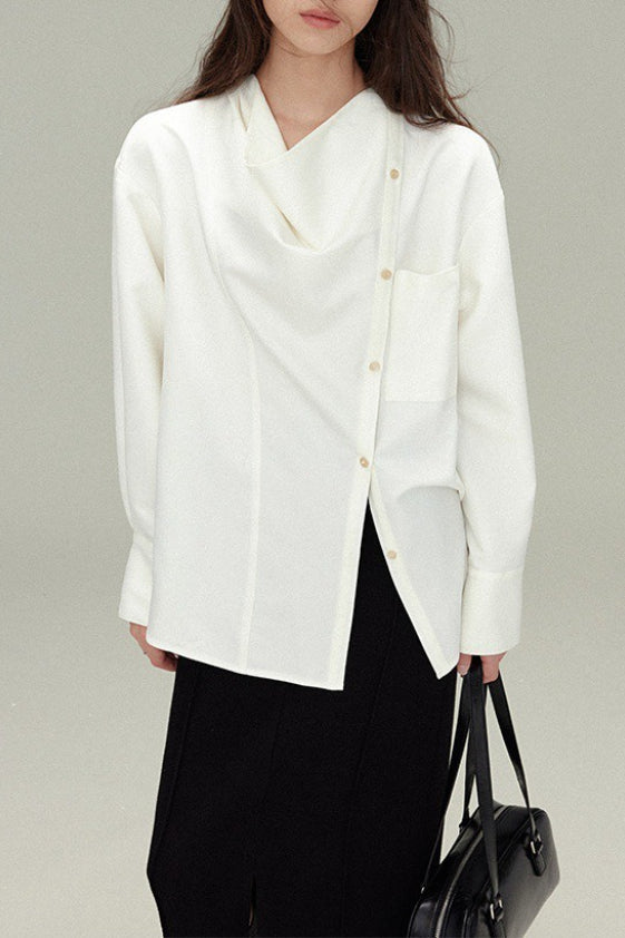 Relaxed Draped Neck Blouse