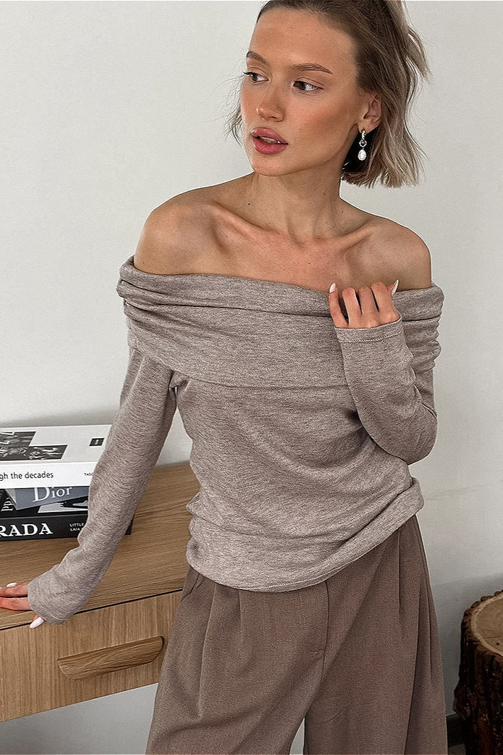 Soft Off-shoulder Knit Blouse