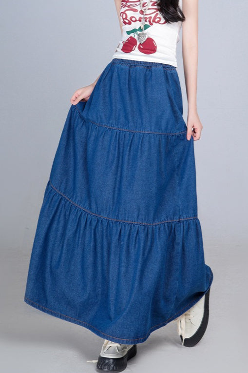 Elastic Waist Flowy Tiered Skirt