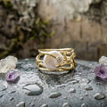 Vintage Thin Golden & Pearl Ring