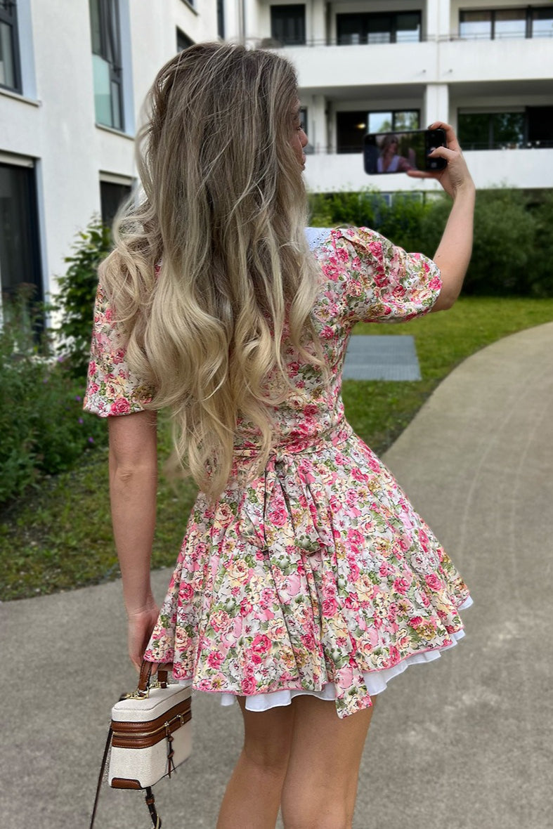Peter Pan Collar Puff Sleeve Button Mini Dress
