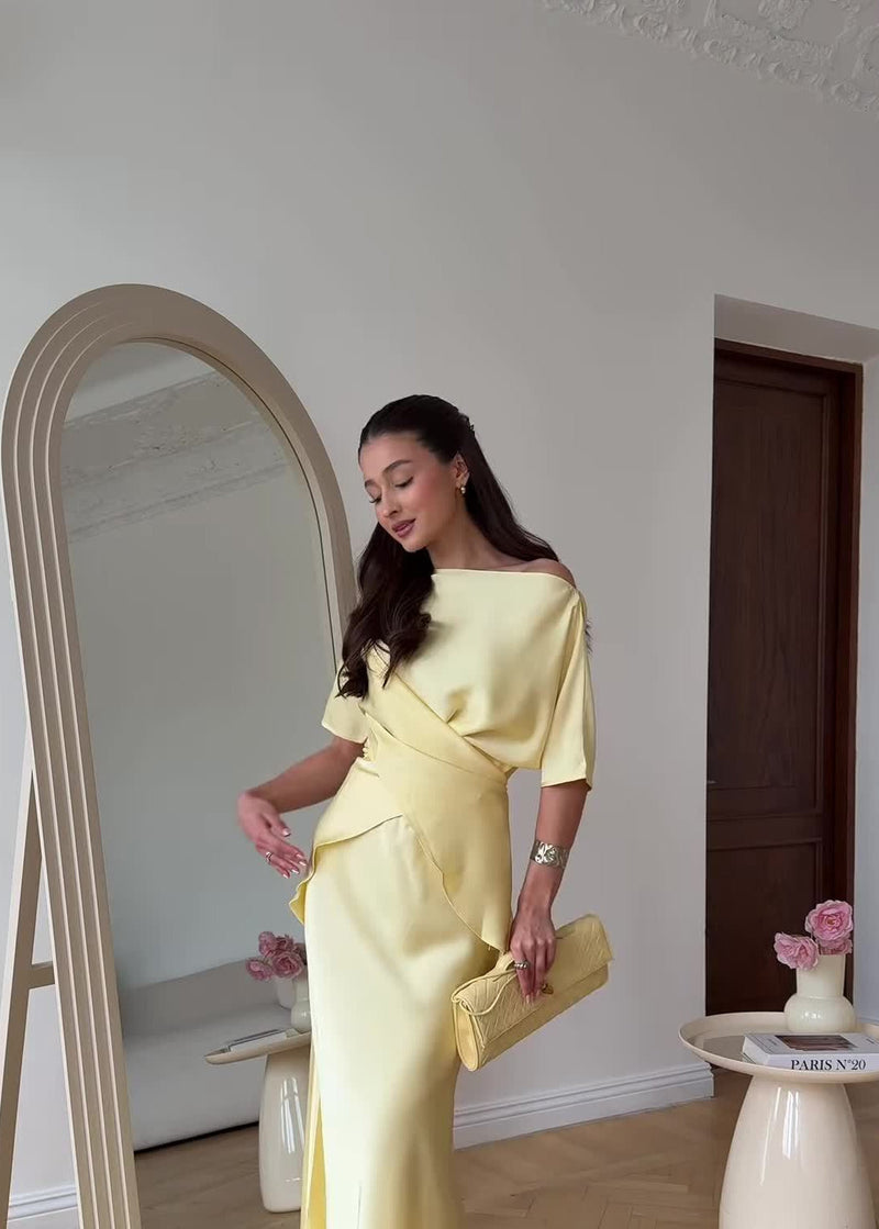 Sierra - Satin Two-piece Skirt and Blouse Set
