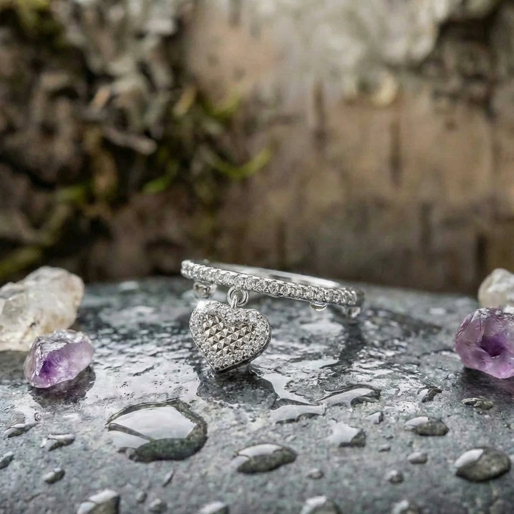 Elegant Crystal Heart Ring