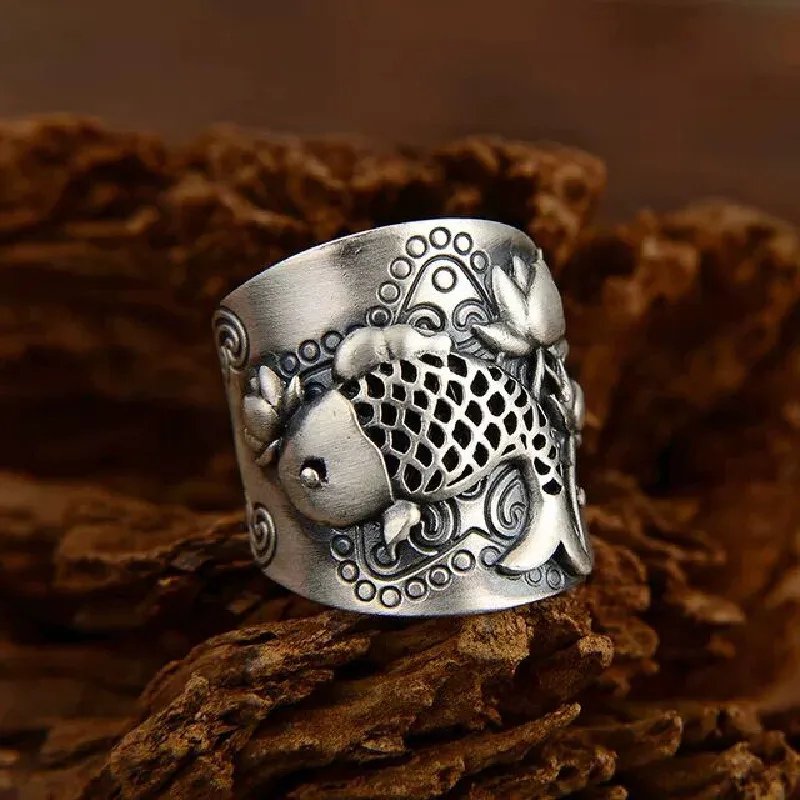 Vintage Carp Lotus Ring