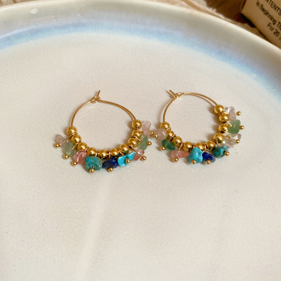Colorful Beaded Hoop Earrings
