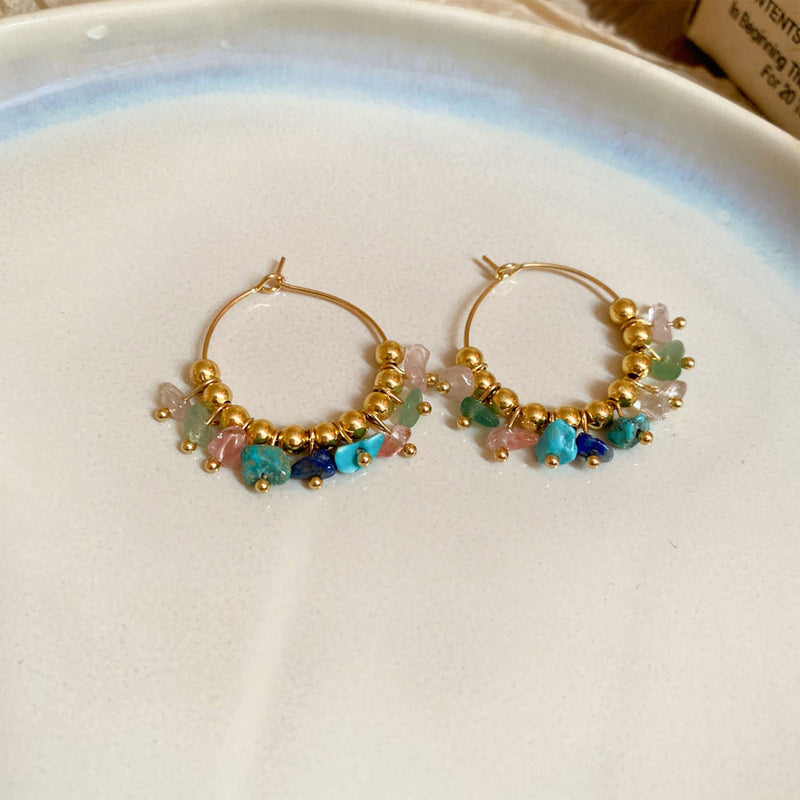 Colorful Beaded Hoop Earrings