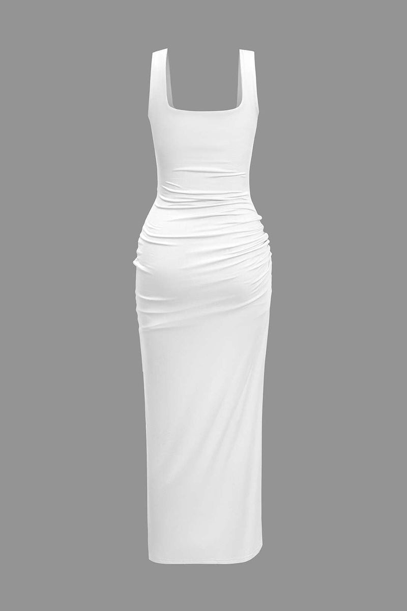 Color Y2k Twist Front Cut Out Slit Midi Dress