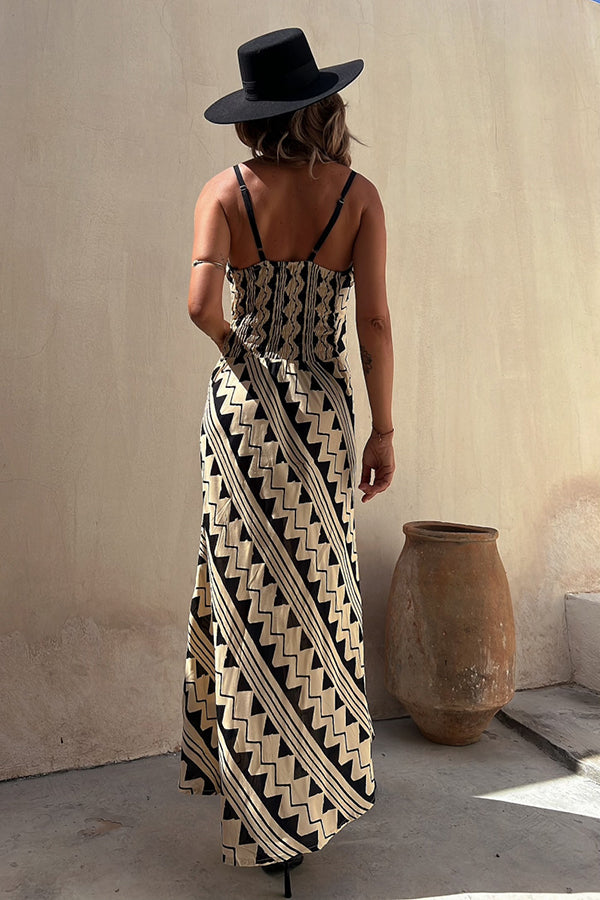 Exclusive Melody Satin Print Smocked Back Midi Dress