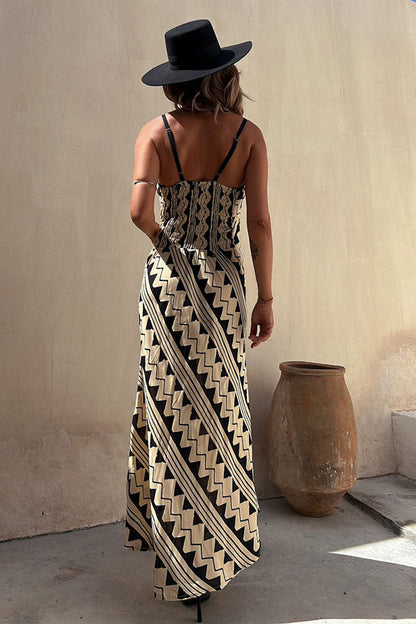 Exclusive Melody Satin Print Smocked Back Midi Dress