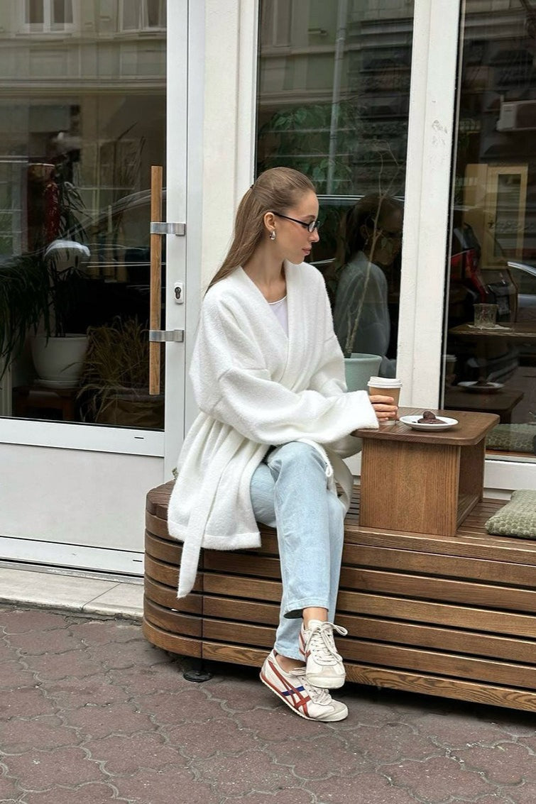 Tie-waist Wool Blend Midi Coat