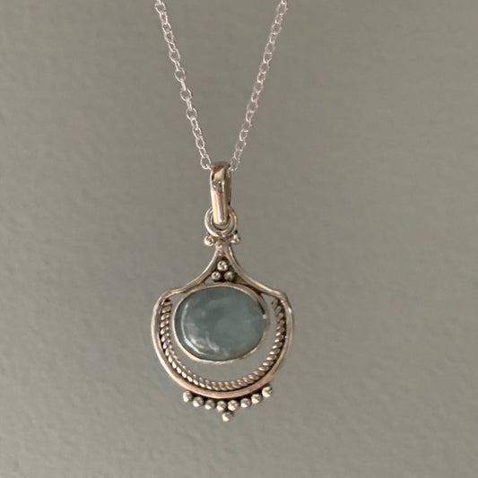 Boho Opal Necklace In Silver