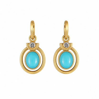 Vintage Green Zirconia Gold Earrings