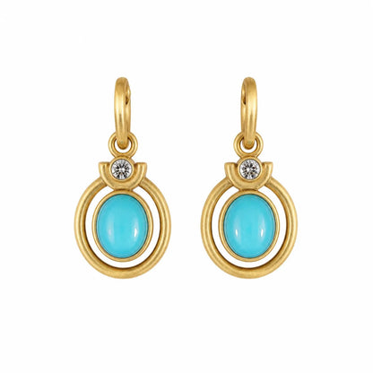 Vintage Green Zirconia Gold Earrings