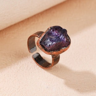 Vintage Amethyst Copper Ring